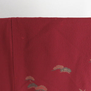 Visit Matsunobun embroidery Red Lined Lined Collar Wide Collar Silk No Silk Crest Tailored Kimono 159cm