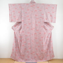 Load image into Gallery viewer, Komon Matsuba sentence Lined -collar light purple pure silk tailed Casual kimono 157cm