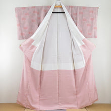 Load image into Gallery viewer, Komon Matsuba sentence Lined -collar light purple pure silk tailed Casual kimono 157cm