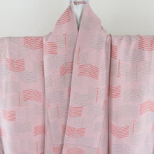 Load image into Gallery viewer, Komon Matsuba sentence Lined -collar light purple pure silk tailed Casual kimono 157cm