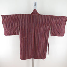 Load image into Gallery viewer, Kimono Court Road Chugoku Tsumugi Field Striped Red Brown Rhinestone Decoration Pure Silk Kimono Court Casual Stateau 102cm