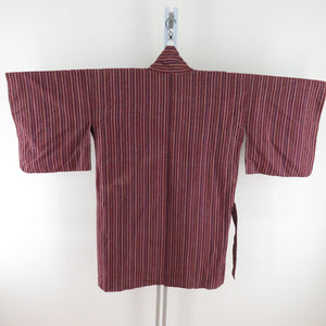 Kimono Court Road Chugoku Tsumugi Field Striped Red Brown Rhinestone Decoration Pure Silk Kimono Court Casual Stateau 102cm