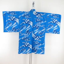 Load image into Gallery viewer, Haori Men&#39;s Wave Pattern Blue Stage Costume Remake Proper Polyester Washable Men -style Kimono Men 98cm