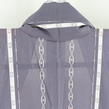 Load image into Gallery viewer, Summer kimono Komon Konjin Guro Rouge Summer Summer Silk Pure silk purple wide collar tailored Light body height 163cm