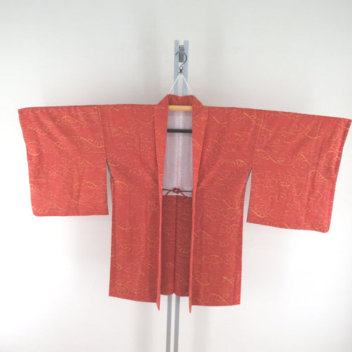 Haori silk abstract one wheel single wheel car orange kimono coat kimono dent 81cm