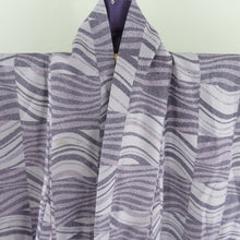 Load image into Gallery viewer, Komon Surashi Stripes Ichimatsu Lined Wide Collar Purple Color Back Back Polyester Washing Kimono L size