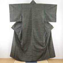 Load image into Gallery viewer, Tsumugi Kimono striped Popular Green Lined Collar Silk Silk Casual Casual Kimono Tailor