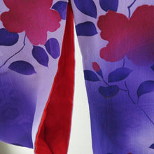 Load image into Gallery viewer, Komon Antique Branched Branch -flowered Purple Embroidery Purple Crest Red Silk Lined Lined Collar Pure Silk Retro Old Kimono 152cm