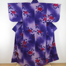 Load image into Gallery viewer, Komon Antique Branched Branch -flowered Purple Embroidery Purple Crest Red Silk Lined Lined Collar Pure Silk Retro Old Kimono 152cm