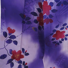 Load image into Gallery viewer, Komon Antique Branched Branch -flowered Purple Embroidery Purple Crest Red Silk Lined Lined Collar Pure Silk Retro Old Kimono 152cm