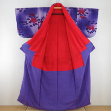 Load image into Gallery viewer, Komon Antique Branched Branch -flowered Purple Embroidery Purple Crest Red Silk Lined Lined Collar Pure Silk Retro Old Kimono 152cm