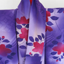 Load image into Gallery viewer, Komon Antique Branched Branch -flowered Purple Embroidery Purple Crest Red Silk Lined Lined Collar Pure Silk Retro Old Kimono 152cm