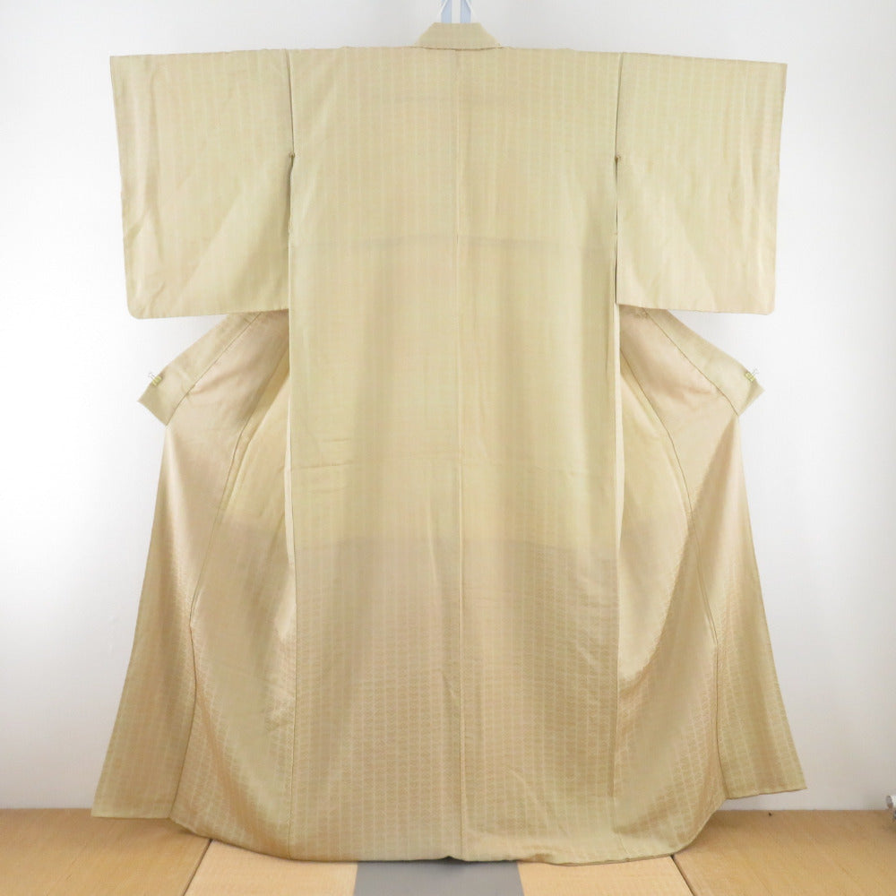 Komon Komon Hanabishi and Matsuno Crest Lined Bee Collar Yellow Green Pure silk