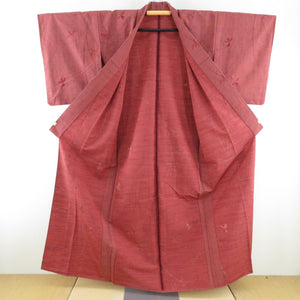 Wool kimono single -leaf text -like weaving pattern red bee collar Casual kimono everyday kimono