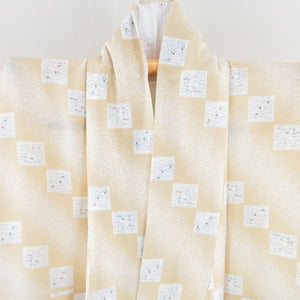 Summer kimono Komon Konjin Gauge In summer, colored paper pattern pure silk cream color wide collar tailoring lighter