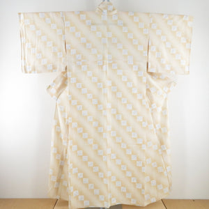 Summer kimono Komon Konjin Gauge In summer, colored paper pattern pure silk cream color wide collar tailoring lighter