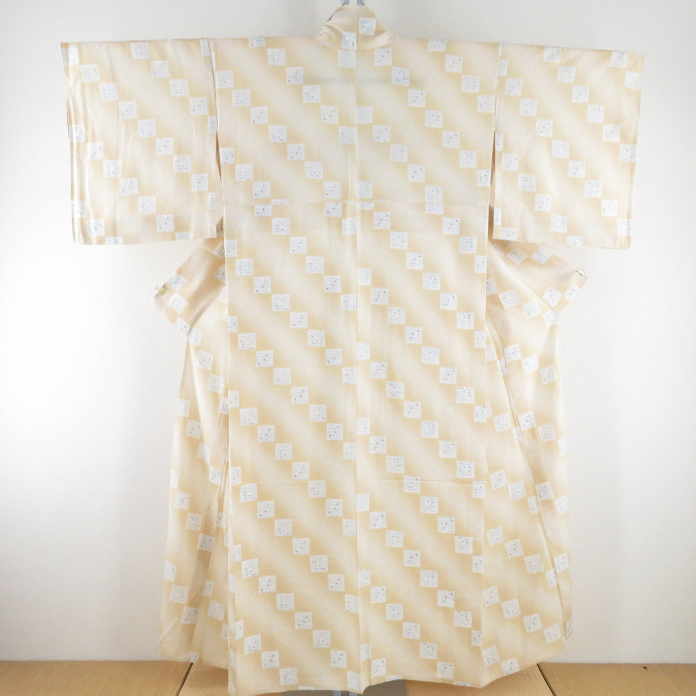 Summer kimono Komon Konjin Gauge In summer, colored paper pattern pure silk cream color wide collar tailoring lighter