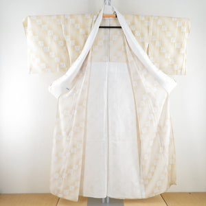 Summer kimono Komon Konjin Gauge In summer, colored paper pattern pure silk cream color wide collar tailoring lighter