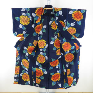 Hydraulic flower pattern for women Navy blue cotton Summer summer tailored small size 147cm