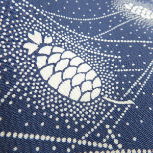 Matsuba lined wide collar blue pure silk tailoring in Komon pine cones 152cm