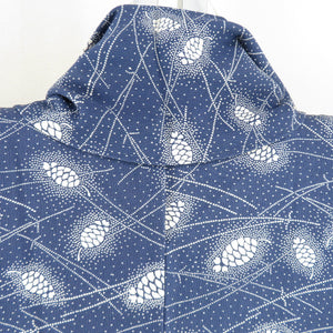 Matsuba lined wide collar blue pure silk tailoring in Komon pine cones 152cm