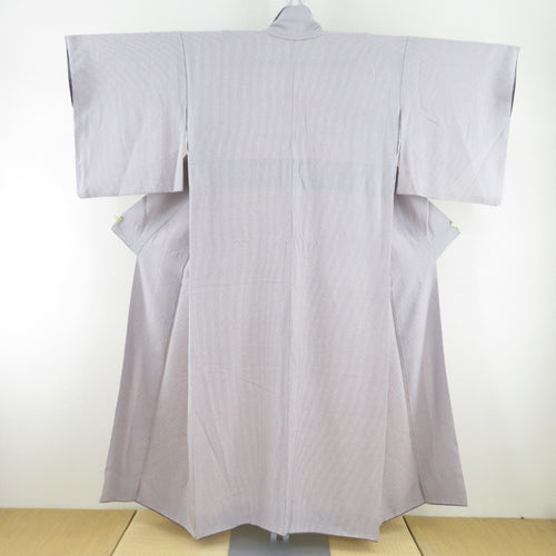 Komonbound striped striped Purpose Lined Wide collar purple silk -tailed Casual kimono 152cm