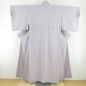 Komonbound striped striped Purpose Lined Wide collar purple silk -tailed Casual kimono 152cm