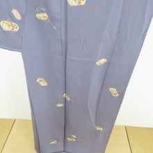 Load image into Gallery viewer, Komon sentence box pattern Foil lined wide collar purple silk tailed Casual kimono 152cm