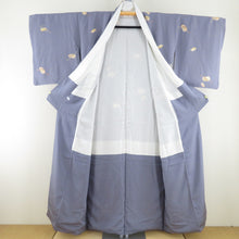 Load image into Gallery viewer, Komon sentence box pattern Foil lined wide collar purple silk tailed Casual kimono 152cm