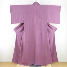 Load image into Gallery viewer, Color plain peony circle lined collar purple silk one crest one crest 5rd paulownia tailoring kimono 153cm