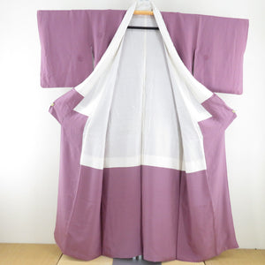 Color plain peony circle lined collar purple silk one crest one crest 5rd paulownia tailoring kimono 153cm