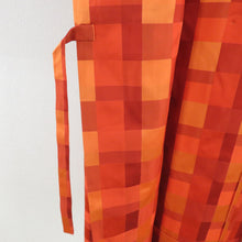 Load image into Gallery viewer, Kimono Court Ichimatsu Bun -like Rain Court Kimono Road Orange Silk Woven