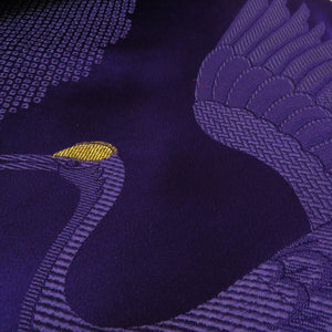 Request Antique 25m Rayon Purple Crane Public Kin Kimono Kimono Fabric Japanese Pattern Showa Retro