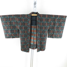 Load image into Gallery viewer, Wool Kimono Ensemble Haori Set Chrysanthemum Pattern Black Loan Point Bee Casual Casual Kimono Tailor