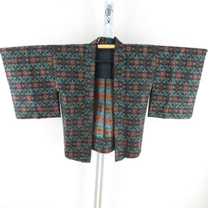 Wool Kimono Ensemble Haori Set Chrysanthemum Pattern Black Loan Point Bee Casual Casual Kimono Tailor