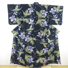 Load image into Gallery viewer, Yukata Women&#39;s iris pattern dark blue cotton summer summer tailoring rising height 159cm