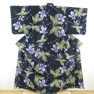 Yukata Women's iris pattern dark blue cotton summer summer tailoring rising height 159cm