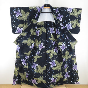 Yukata Women's iris pattern dark blue cotton summer summer tailoring rising height 159cm