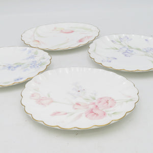 NIKKO ニッコー 食器 FINE BONE CHINA プチケーキ皿 4枚セット 花柄 絵柄違い 日本製 長期保管品 外箱イタミ有