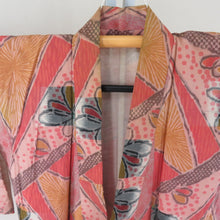 Load image into Gallery viewer, Antique Meisen Kimono to Remove the Kimono Pink Pink Bachi Collar Lined Casual Kimono Retro Studies 143cm