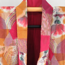 Load image into Gallery viewer, Antique Meisen Kimono Remove Flowers Red Orange Bachi Collar Lined Casual Kimono Kimono Retro Studies 146cm