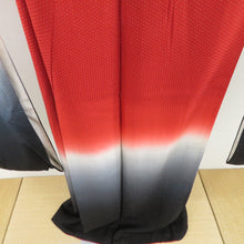 Load image into Gallery viewer, Kimono Nagamurai Set Gin -ki Kaganokanoshai red -black asheshi red -black aspect of silk lined -collar graduation ceremony formal width loose size 165cm