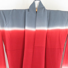 Load image into Gallery viewer, Kimono Nagamurai Set Gin -ki Kaganokanoshai red -black asheshi red -black aspect of silk lined -collar graduation ceremony formal width loose size 165cm