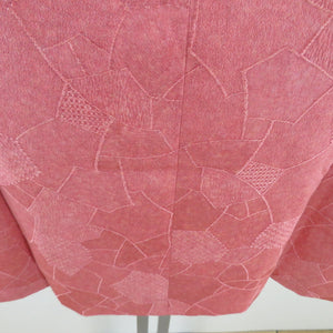 Road pure silk cracked ground crest pink kimono coat kimono kimono kimono casual casual height 83cm