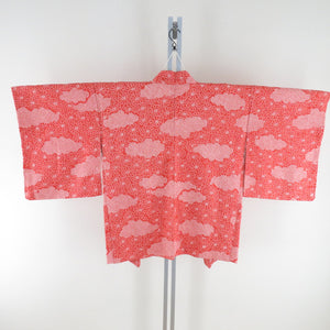 Haori silk total squeezed red orange cloud on the chrysanthemum kimono coat kimono kimonos