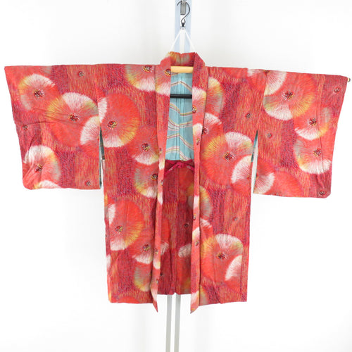 Haori Antique Cotton Red Dyeing Pattern Pattern Pattern Retro Old Kimono Studio 86cm