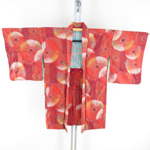 Haori Antique Cotton Red Dyeing Pattern Pattern Pattern Retro Old Kimono Studio 86cm