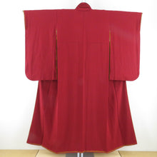 Load image into Gallery viewer, Children&#39;s kimono girls for girls, plain pattern red pure silk lined wide collar graduation ceremony adaptation height 143cm to 153cm Yamato yam