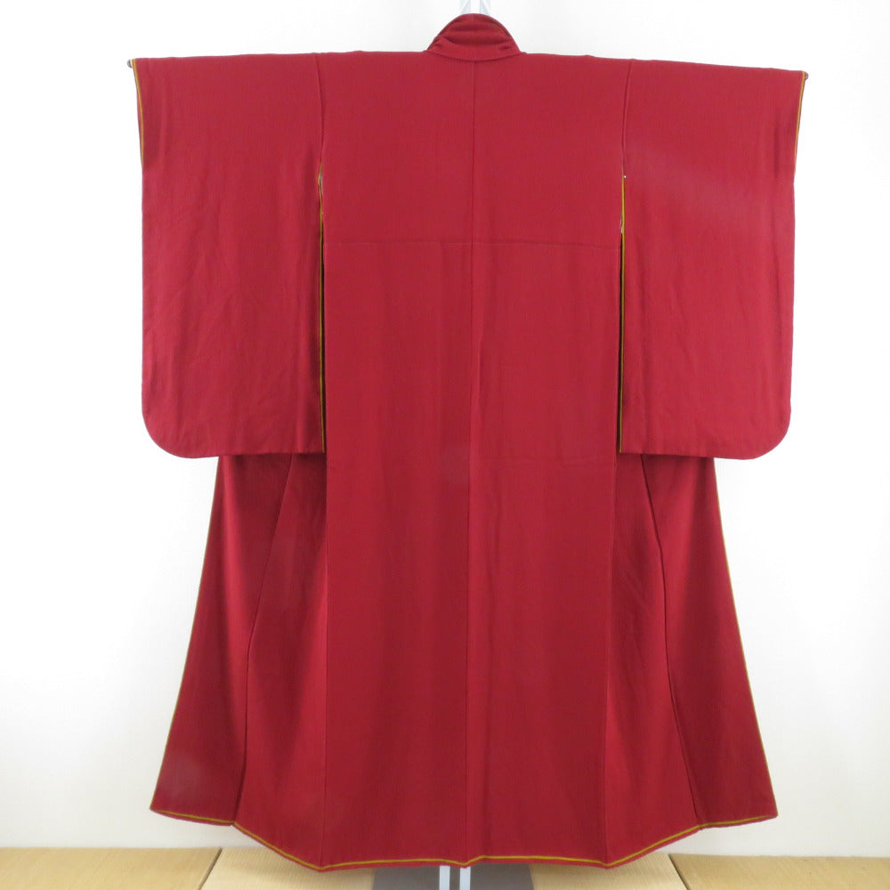 Children's kimono girls for girls, plain pattern red pure silk lined wide collar graduation ceremony adaptation height 143cm to 153cm Yamato yam