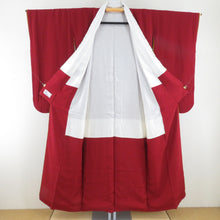 Load image into Gallery viewer, Children&#39;s kimono girls for girls, plain pattern red pure silk lined wide collar graduation ceremony adaptation height 143cm to 153cm Yamato yam